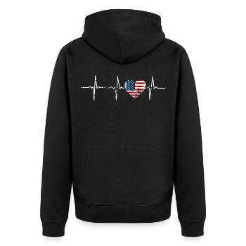 USA Heartbeat Herzschlag Amérique drapeau cadeau - Veste à capuche bio Premium Unisexe - noir - Dos - Nico (187cm)
