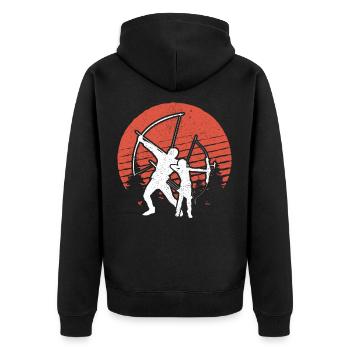Bogenschießen mit Son Geschenk für Bogenschützen - Unisex Premium Bio Zip Hoodie - Schwarz - Hinten - Nico (187cm)