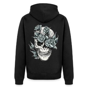 Skull with flower, skull colorful - Unisex Premium Organic Zip Hoodie - black - Back - Nico (187cm)