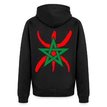 Amazigh Morocco - Unisex Premium Organic Zip Hoodie - black - Back - Nico (187cm)
