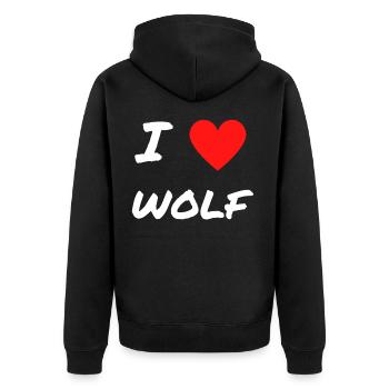 I LOVE WOLF - Veste à capuche bio Premium Unisexe - noir - Dos - Nico (187cm)