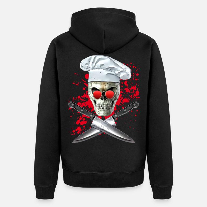 cuisinier crâne éclaboussure - Veste à capuche bio Premium Unisexe - noir