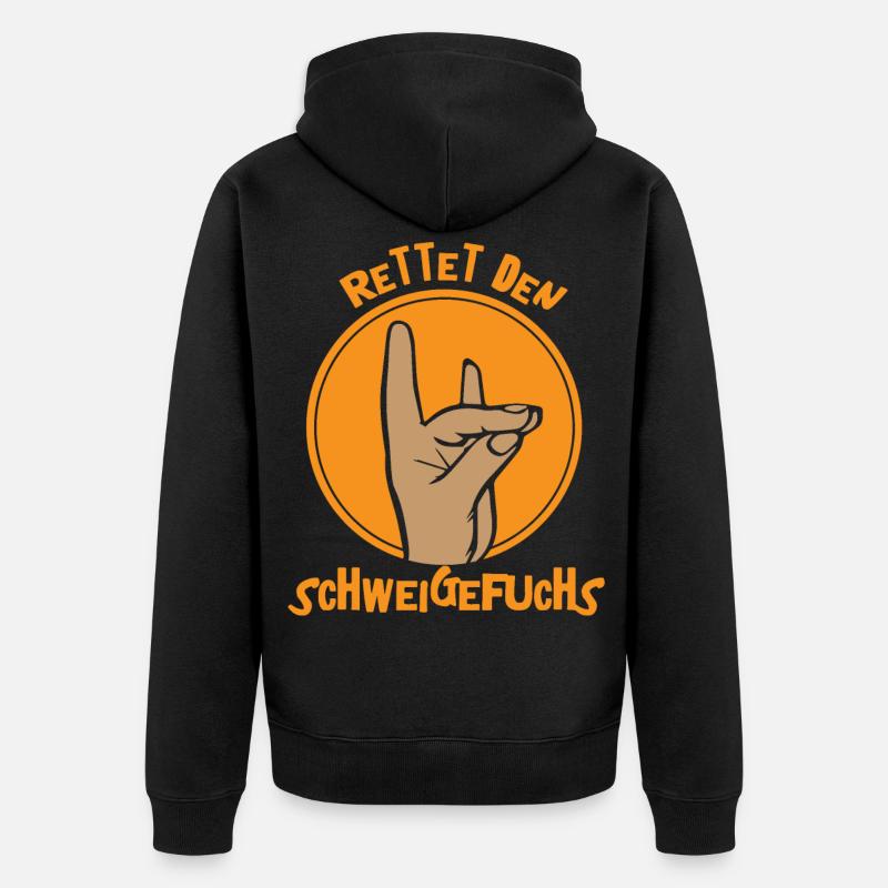 Schweigefuchs Leisefuchs Geschenkidee Geschenk - Unisex Premium Bio Zip Hoodie - Schwarz