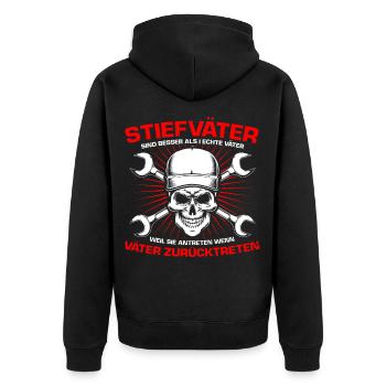 Stiefvater - Unisex Premium Bio Zip Hoodie - Schwarz - Hinten - Nico (187cm)