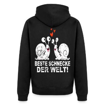 Schnecke Schneckenhaus Beste Freunde Welt Geschenk - Unisex Premium Bio Zip Hoodie - Schwarz - Hinten - Nico (187cm)