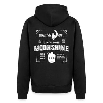 Moonshine - Old Fashioned Moonshine Label - Unisex Premium Bio Zip Hoodie - Schwarz - Hinten - Nico (187cm)