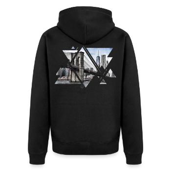 Brooklyn Bridge New York City America USA - Unisex Premium Organic Zip Hoodie - black - Back - Nico (187cm)