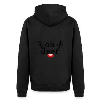 OH DEER - Unisex Premium Bio Zip Hoodie - Schwarz - Hinten - Nico (187cm)