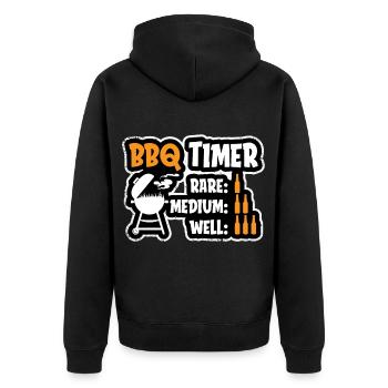 BBQ BBQ Timer BBQ Grill BBQ Zubehör BBQ - Unisex Premium Bio Zip Hoodie - Schwarz - Hinten - Nico (187cm)