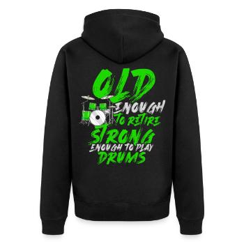 Drums retirees - Unisex Premium Organic Zip Hoodie - black - Back - Nico (187cm)