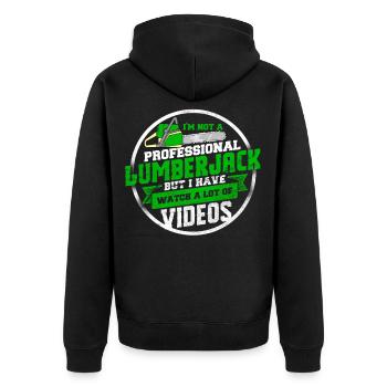 Holzfäller - Unisex Premium Bio Zip Hoodie - Schwarz - Hinten - Nico (187cm)