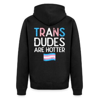 Transgender - Unisex Premium Organic Zip Hoodie - black - Back - Nico (187cm)