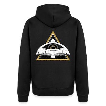 Psychedelic Magic Mushroom - Unisex Premium Organic Zip Hoodie - black - Back - Nico (187cm)