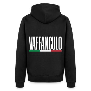 Vaffanculo Lustiger italienischer Spruch Italien G - Unisex Premium Bio Zip Hoodie - Schwarz - Hinten - Nico (187cm)