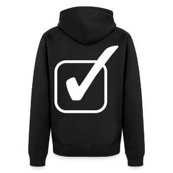 hook symbol tick tick - Unisex Premium Organic Zip Hoodie - black - Back - Nico (187cm)