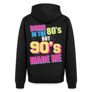 90er Jahre 90er Jahre Kostüm 90er Mode 90er Party - Unisex Premium Bio Zip Hoodie - Schwarz - Hinten - Nico (187cm)
