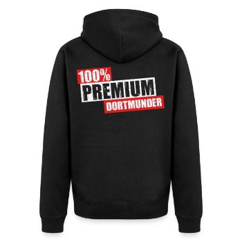 Dortmunder Dortmund Bergbau Ruhrpott Ruhrgebiet - Unisex Premium Bio Zip Hoodie - Schwarz - Hinten - Nico (187cm)