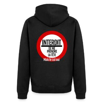 Ich darf mich nicht an die Spitze setzen. - Unisex Premium Bio Zip Hoodie - Schwarz - Hinten - Nico (187cm)