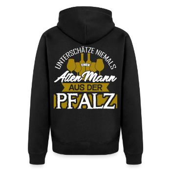 Pfälzer Pfalz - lustiger Spruch - Unisex Premium Bio Zip Hoodie - Schwarz - Hinten - Nico (187cm)