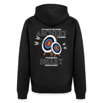 Archery Archer Bow & Arrow - Unisex Premium Organic Zip Hoodie - black - Back - Nico (187cm)