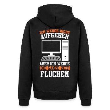 Admin Softwareentwickler Informatik Lustige Sprüch - Unisex Premium Bio Zip Hoodie - Schwarz - Hinten - Nico (187cm)