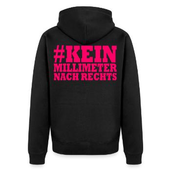kein millimeter nach rechts - Unisex Premium Bio Zip Hoodie - Schwarz - Hinten - Nico (187cm)