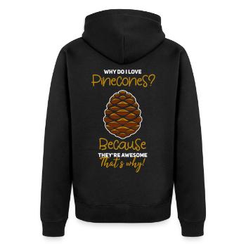 Pinienzapfen Kiefernzapfen Tannenzapfen Zapfen - Unisex Premium Bio Zip Hoodie - Schwarz - Hinten - Nico (187cm)