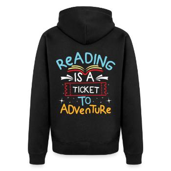 Bücher Bücher lesen Bücher Romane Bücherregal - Unisex Premium Bio Zip Hoodie - Schwarz - Hinten - Nico (187cm)
