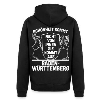 Baden und Badner cooler lustiger Spruch - Unisex Premium Bio Zip Hoodie - Schwarz - Hinten - Nico (187cm)