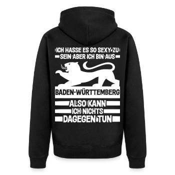 Baden und Badner sexy lustiger Spruch - Unisex Premium Bio Zip Hoodie - Schwarz - Hinten - Nico (187cm)