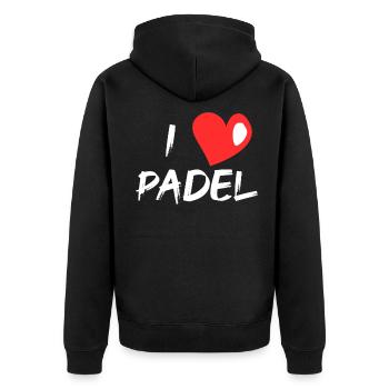 I love Padel - Unisex Premium Bio Zip Hoodie - Schwarz - Hinten - Nico (187cm)