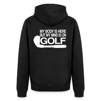 Cadeau de dictons de golf drôle - Veste à capuche bio Premium Unisexe - noir - Dos - Nico (187cm)