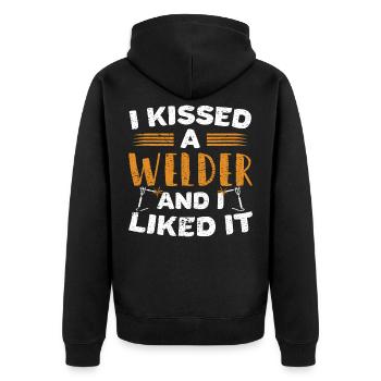 Welder I kissed a welder - Unisex Premium Organic Zip Hoodie - black - Back - Nico (187cm)