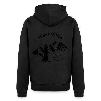 Home Office in den Bergen - Unisex Premium Bio Zip Hoodie - Schwarz - Hinten - Nico (187cm)