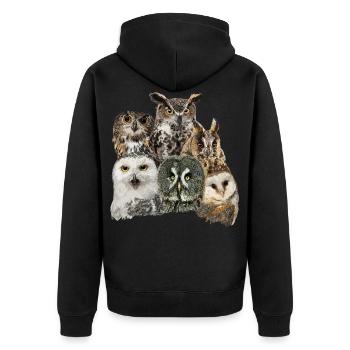 Eulen - Unisex Premium Bio Zip Hoodie - Schwarz - Hinten - Nico (187cm)