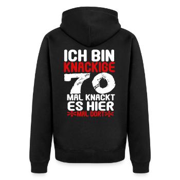 70 Geburtstag 70 Jahre alt Geschenk - Unisex Premium Bio Zip Hoodie - Schwarz - Hinten - Nico (187cm)