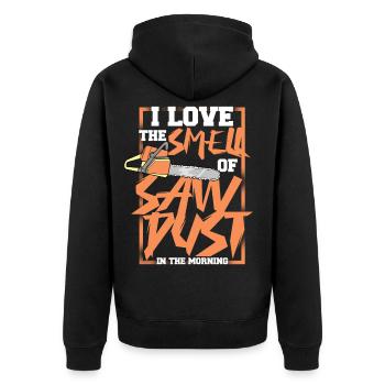 Holzfäller - Unisex Premium Bio Zip Hoodie - Schwarz - Hinten - Nico (187cm)