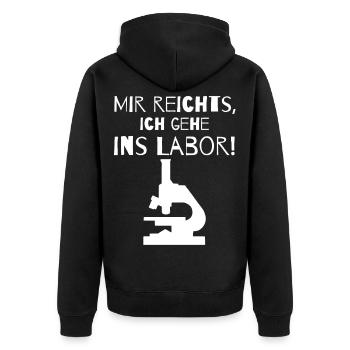 Mir reichts, ich gehe ins Labor! - Unisex Premium Bio Zip Hoodie - Schwarz - Hinten - Nico (187cm)