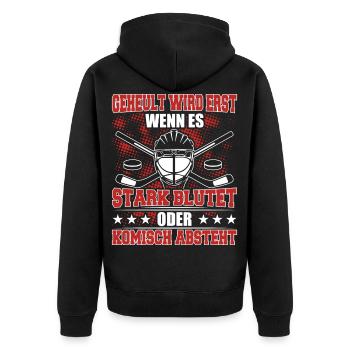 Eishockey Geschenke - Eishockey - Unisex Premium Bio Zip Hoodie - Schwarz - Hinten - Nico (187cm)