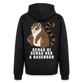 Nasenbär - niedlicher Spruch Reim - Unisex Premium Bio Zip Hoodie - Schwarz - Hinten - Nico (187cm)