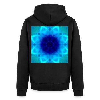 Aurora Borealis Kaleidoscope - Unisex Premium Bio Zip Hoodie - Schwarz - Hinten - Nico (187cm)