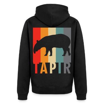Tapir - Retro Design Saying - Unisex Premium Organic Zip Hoodie - black - Back - Nico (187cm)