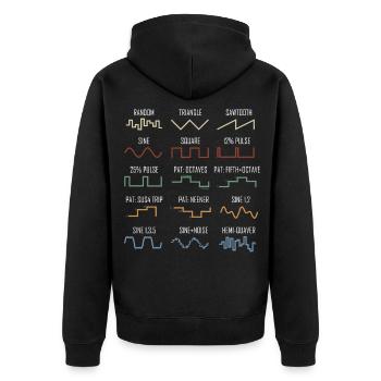 Synthesizer Vintage Waveform Retro Nerd - Unisex Premium Bio Zip Hoodie - Schwarz - Hinten - Nico (187cm)