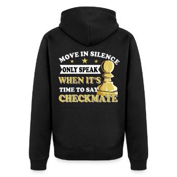 Chess chess board board game Chess Victory - Unisex Premium Organic Zip Hoodie - black - Back - Nico (187cm)