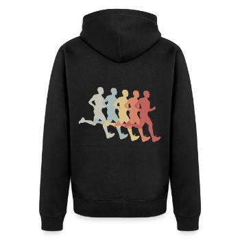 Marathon Vintage Running Jogging Gift Sprint - Unisex Premium Organic Zip Hoodie - black - Back - Nico (187cm)
