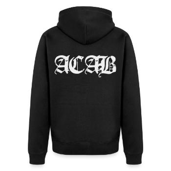 ACAB - Unisex Premium Bio Zip Hoodie - Schwarz - Hinten - Nico (187cm)
