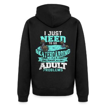 Skateboard leben Kickflip sk8ing Geschenk board - Unisex Premium Bio Zip Hoodie - Schwarz - Hinten - Nico (187cm)