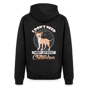 Chiwawa Chihuahua Chi Hund Besitzer - Unisex Premium Bio Zip Hoodie - Schwarz - Hinten - Nico (187cm)