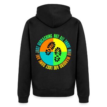 Schnitzeljagd mit Gps Geocaching Geschenk Freunde - Unisex Premium Bio Zip Hoodie - Schwarz - Hinten - Nico (187cm)