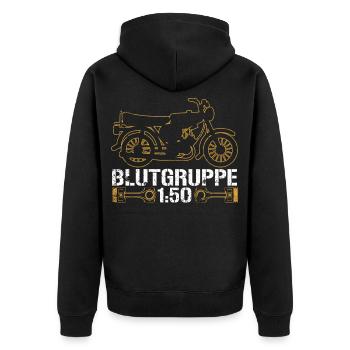 Mofa Zubehör - Mofa - Unisex Premium Bio Zip Hoodie - Schwarz - Hinten - Nico (187cm)